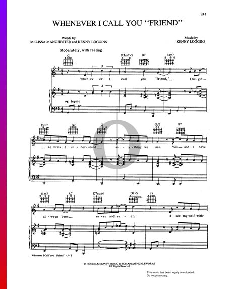 Whenever I Call You Friend Sheet Music