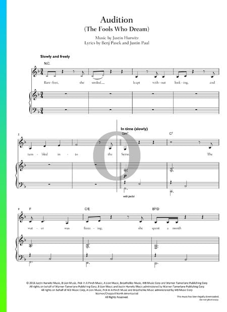 Audition (The Fools Who Dream) Sheet Music