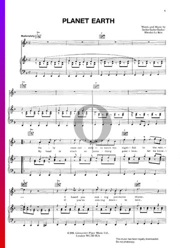 Planet Earth Partitura