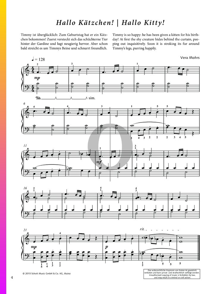 Hallo Kitty! (Vera Mohrs) Piano Sheet Music - OKTAV