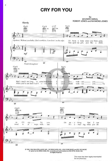 Cry For You Sheet Music