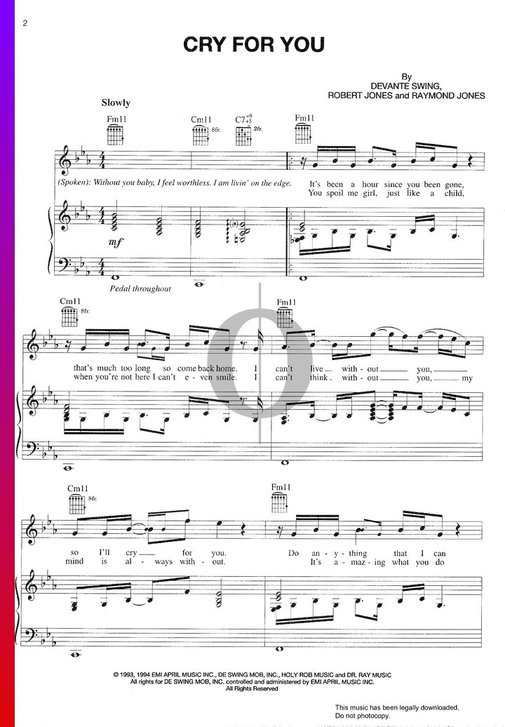 Cry For You » Jodeci Partitions de piano OKTAV