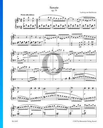 Sonata in G Major, Op. 79: 1. Presto alla tedesca Sheet Music
