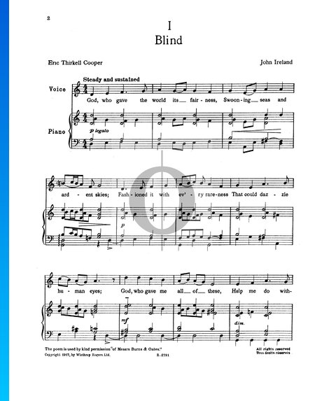 Two Songs: Blind, The Cost Sheet Music
