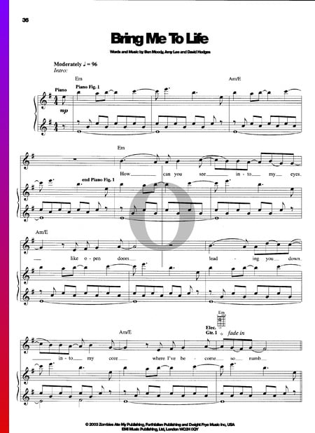 Bring Me To Life Sheet Music