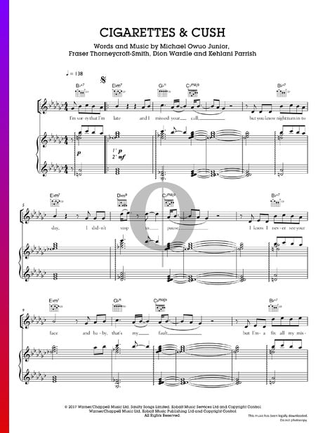 Cigarettes Cush Sheet Music