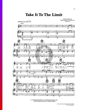 Take It To The Limit Partitura