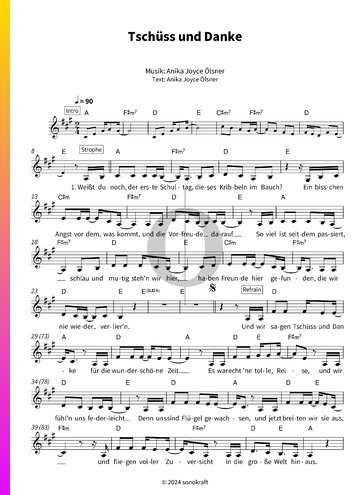 Tschüss und Danke Sheet Music