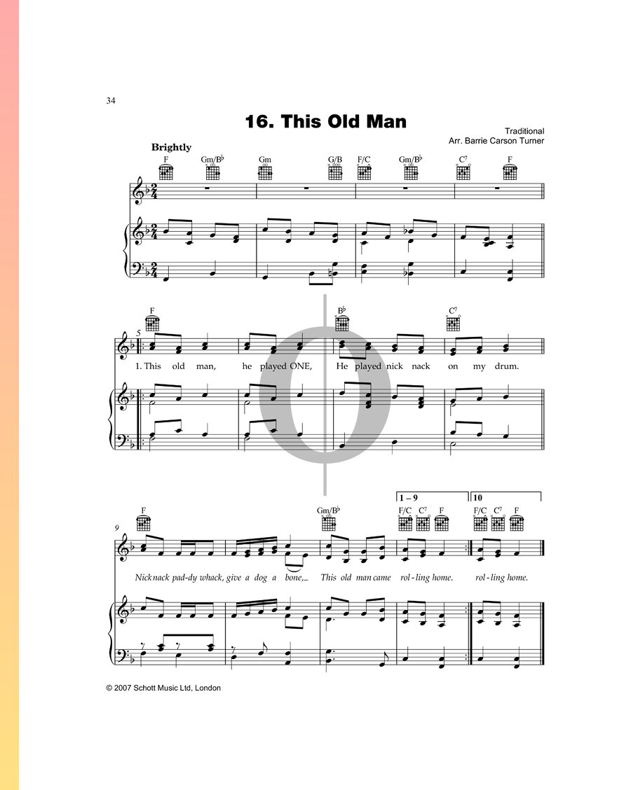 This Old Man (Anonymous) Piano Sheet Music - OKTAV