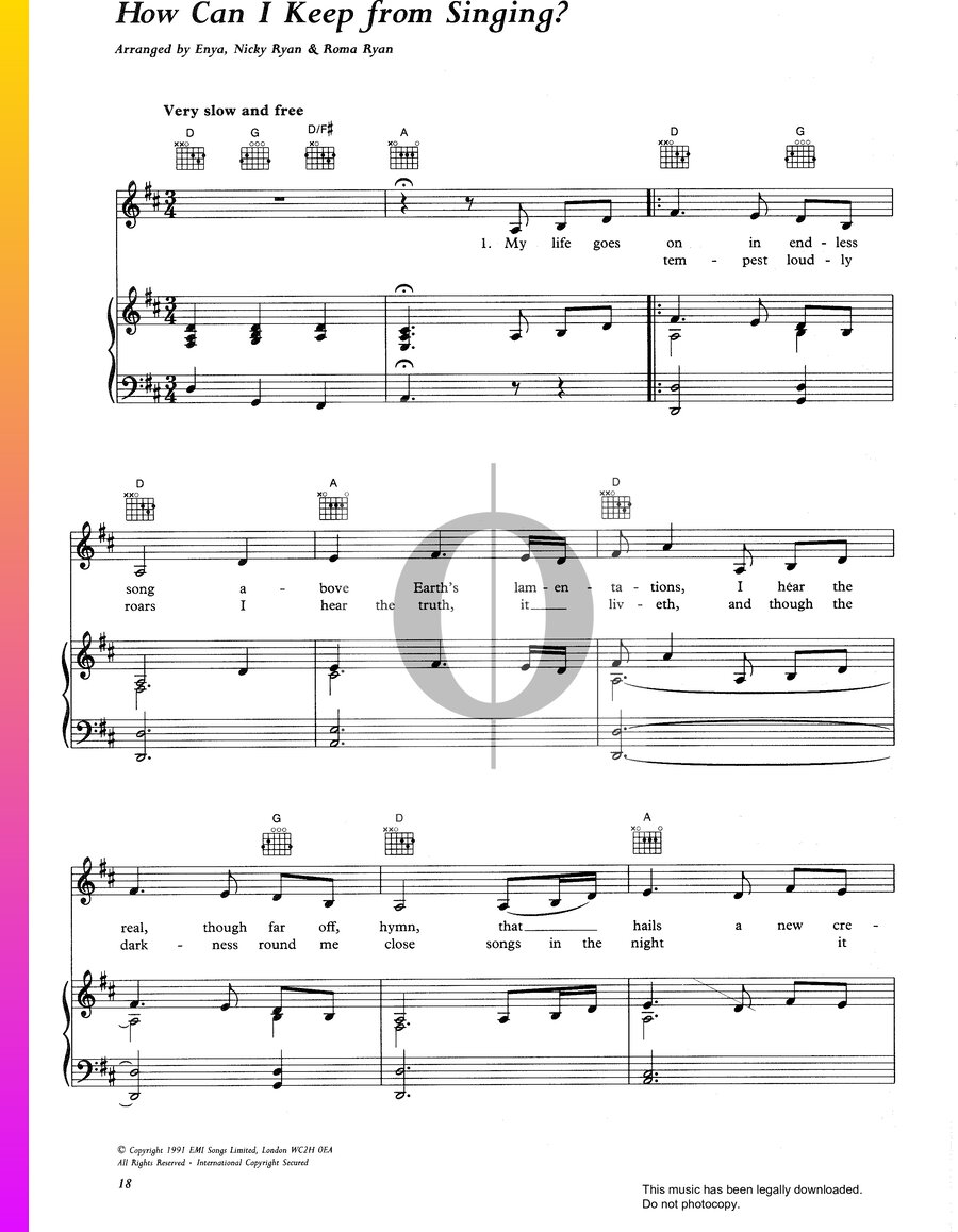 How Can I Keep From Singing Enya Piano Sheet Music OKTAV How can i keep from singing enya piano sheet music oktav