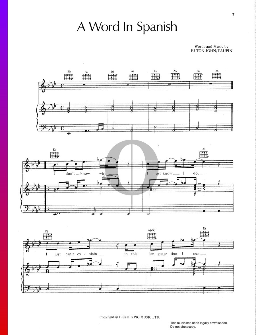 a-word-in-spanish-sheet-music-piano-voice-guitar-oktav