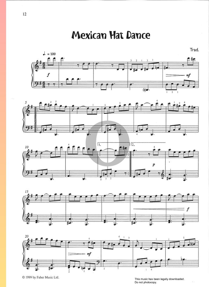 Mexican Hat Dance (Anonymous) Piano Sheet Music - OKTAV