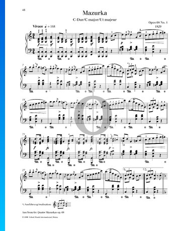 Mazurka in C Major, Op. 68 No. 1 Spartito