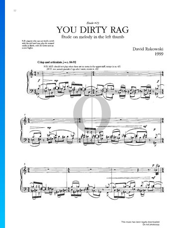 Études Book III: You Dirty Rag Partitura