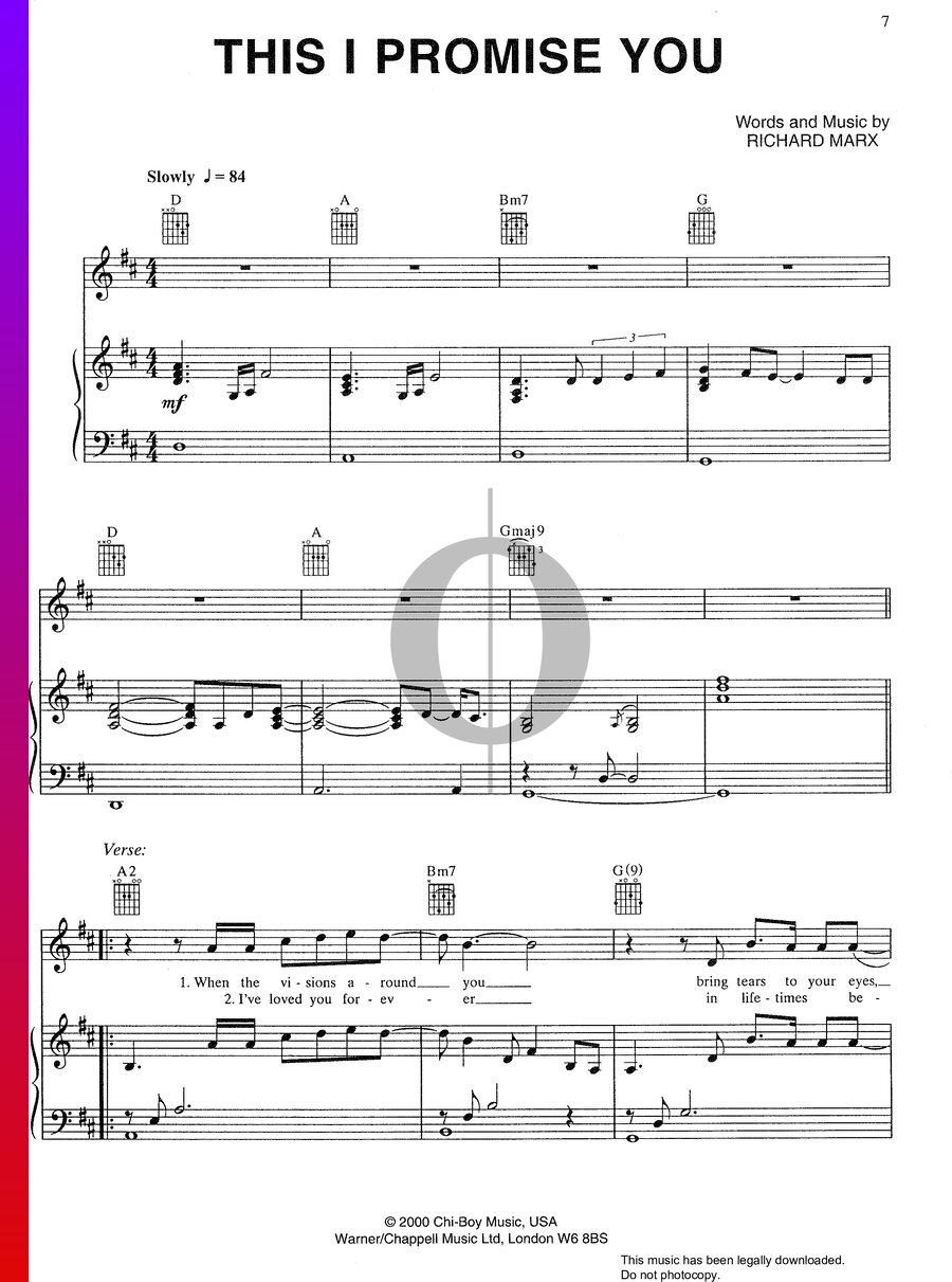 This I Promise You (Richard Marx, NSYNC) Piano Sheet Music - OKTAV