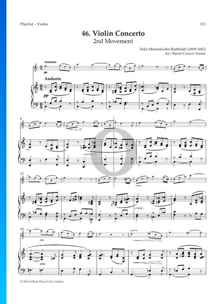 Concerto pour Violin en Mi mineur, Op. 64: 2. Andante