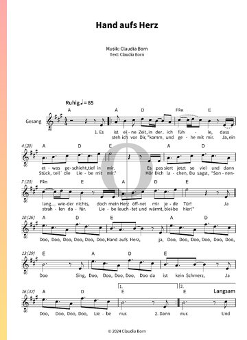 Hand aufs Herz Sheet Music