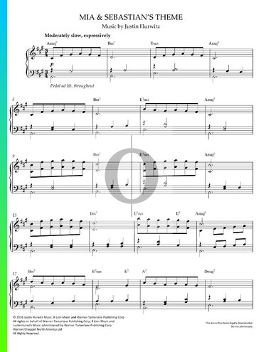▷ Mia & Sebastian's Theme Partitura de La La Land (Piano Solo) -