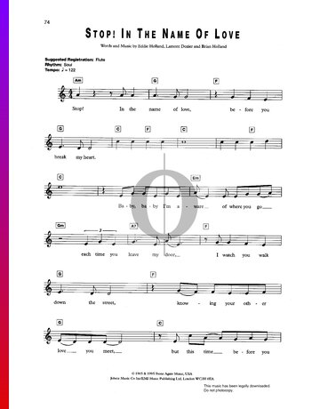 Stop! In The Name Of Love Sheet Music
