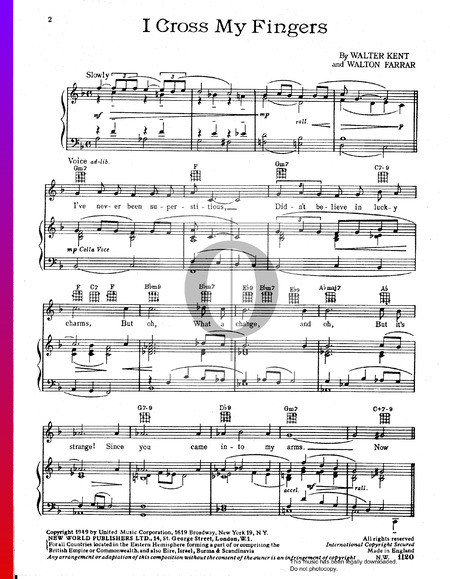I Cross My Fingers Musik-Noten