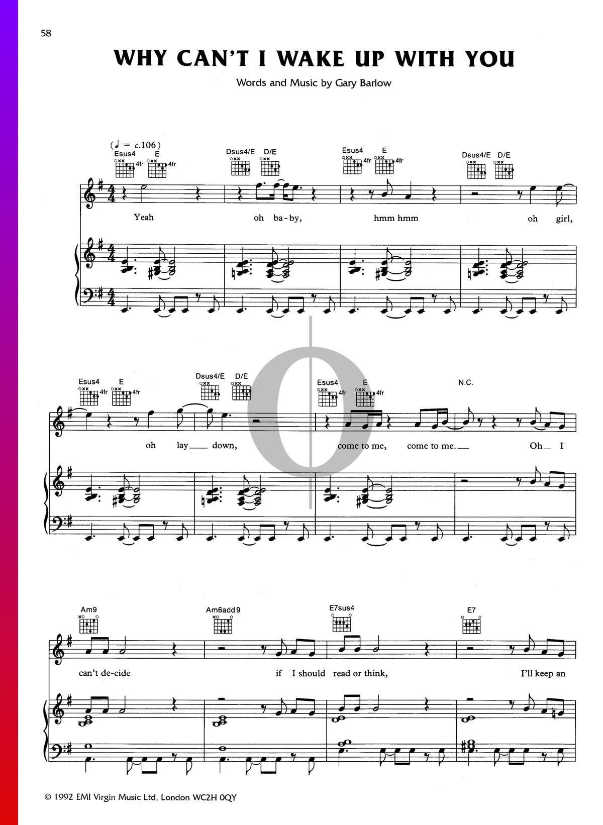 "Why Can't I Wake Up With You" Noten (Klavier, Gesang, Gitarre) von