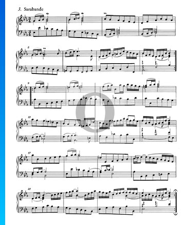 Suite francesa n.º 4 en mi bemol mayor, BWV 815: 3. Sarabanda Partitura