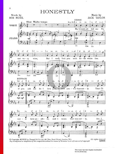 Honestly Sheet Music