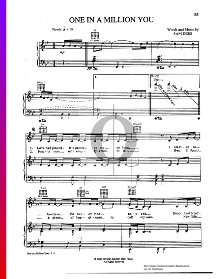 One In A Million You Sheet Music