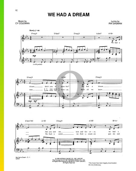 We Had A Dream Sheet Music