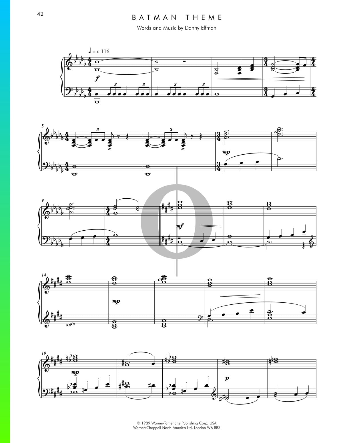 ▷ Batman Theme Sheet Music from Batman by Danny Elfman | PDF Download -  OKTAV