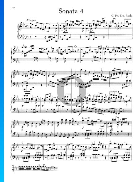 Sonate Nr. 4, Wq 48: 1. Allegro Musik-Noten