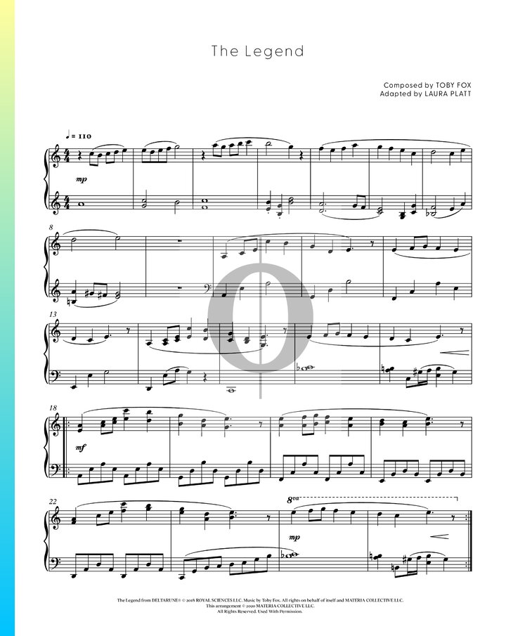 The Legend (Toby Fox) Piano Sheet Music - OKTAV