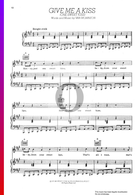 Give Me A Kiss (One Sweet Kiss) Musik-Noten