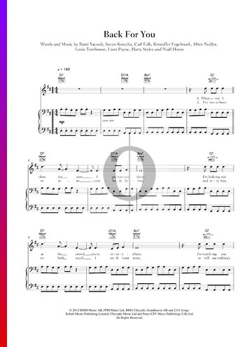 Back For You Sheet Music
