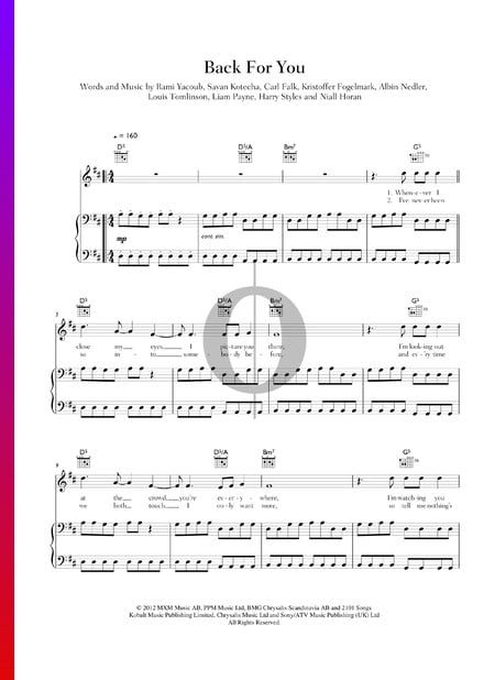 Back For You Musik-Noten
