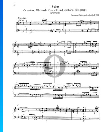 Suite C Major, KV 399 Sheet Music