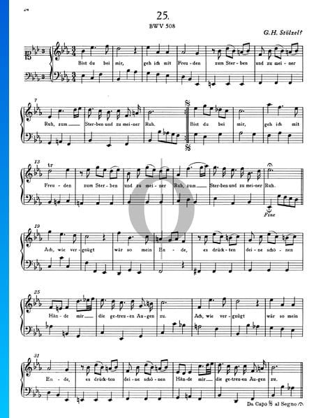 Aria: Bist du bei mir, BWV 508 Partition