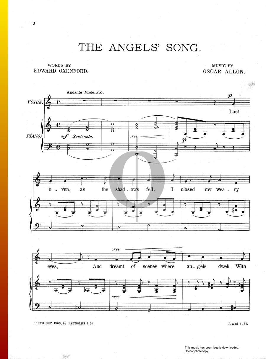 The Angel's Song (Oscar Allon) Piano Sheet Music - OKTAV