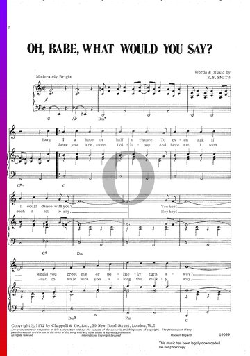 Oh, Babe, What Would You Say? Sheet Music