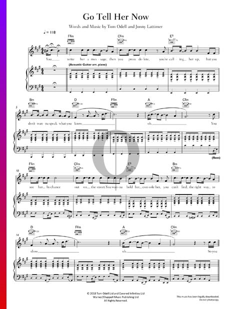 Go Tell Her Now Musik-Noten