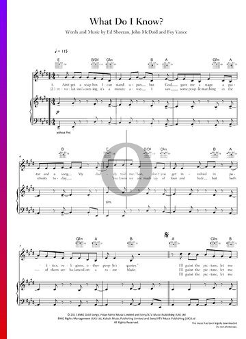 What Do I Know Sheet Music
