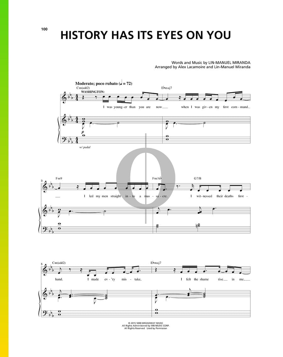 History Has Its Eyes On You (LinManuel Miranda) Piano Sheet Music OKTAV