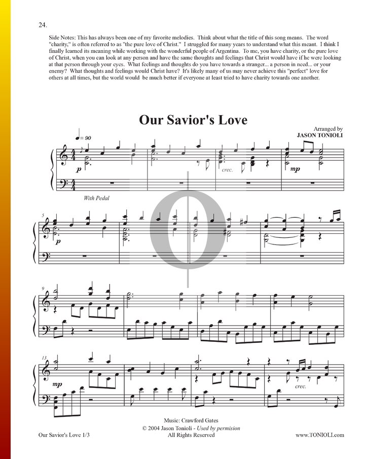 Our Savior's Love (Crawford Gates) Piano Sheet Music - OKTAV