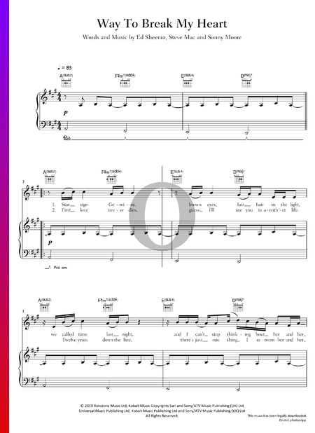 Way To Break My Heart Sheet Music