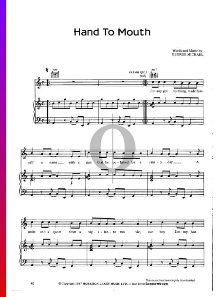 Hand To Mouth Sheet Music