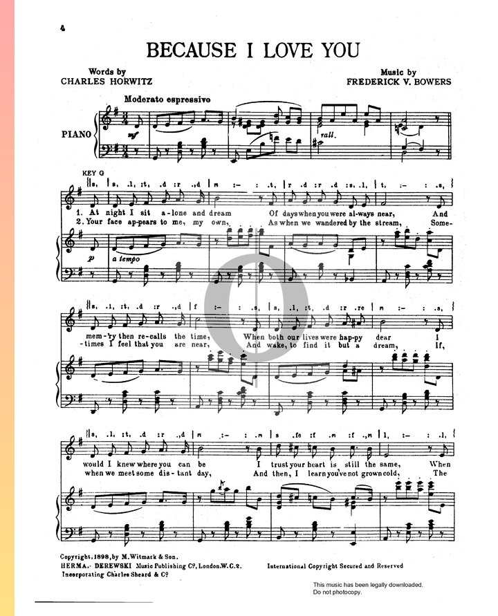 Because I Love You Sheet Music (Piano, Voice) OKTAV Because I Love You Sheet Music (Piano, Voice) OKTAV