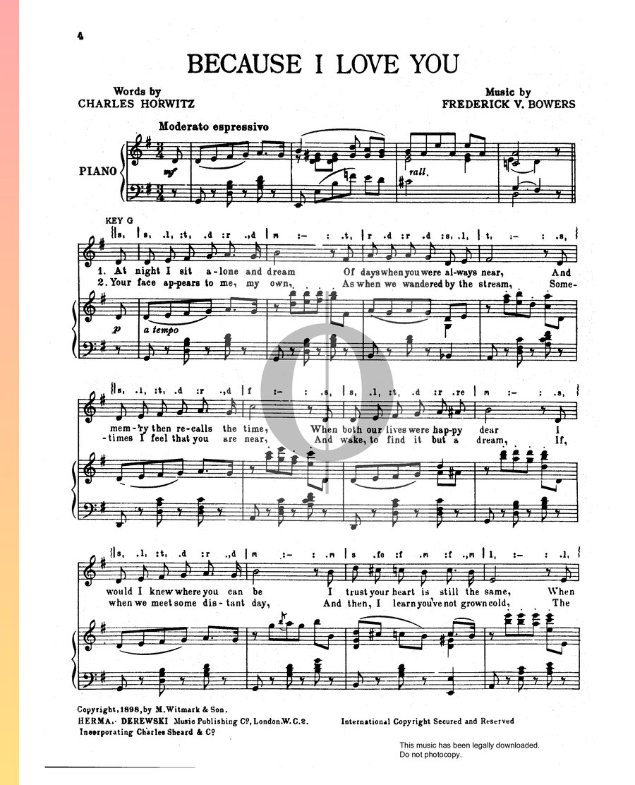 Because I Love You Sheet Music (Piano, Voice) - OKTAV