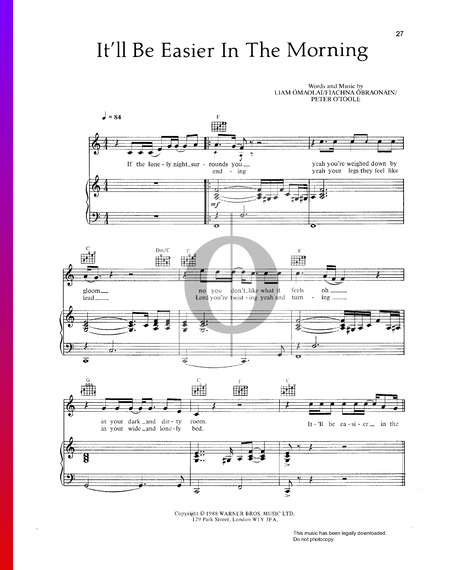 It'll Be Easier In The Morning Sheet Music