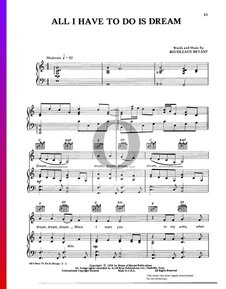 All I Have To Do Is Dream Musik-Noten