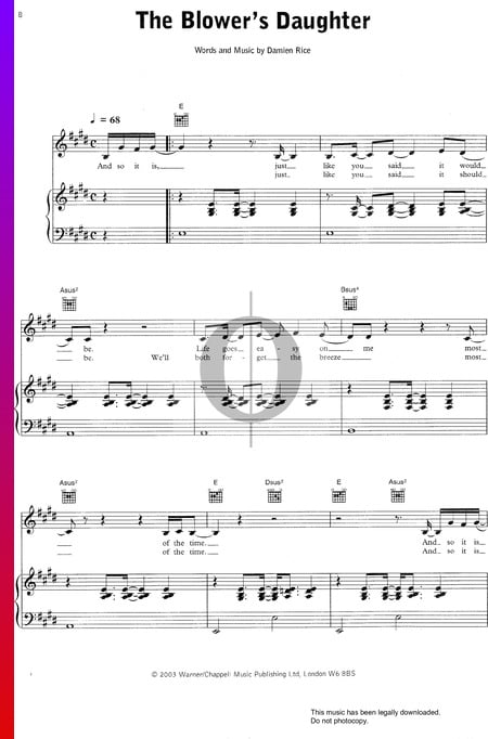 The Blower's Daughter Partitura